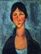 The Blue Blouse by Amedeo Modigliani - Hand-Painted Oil Painting on Canvas Online Hot Sale