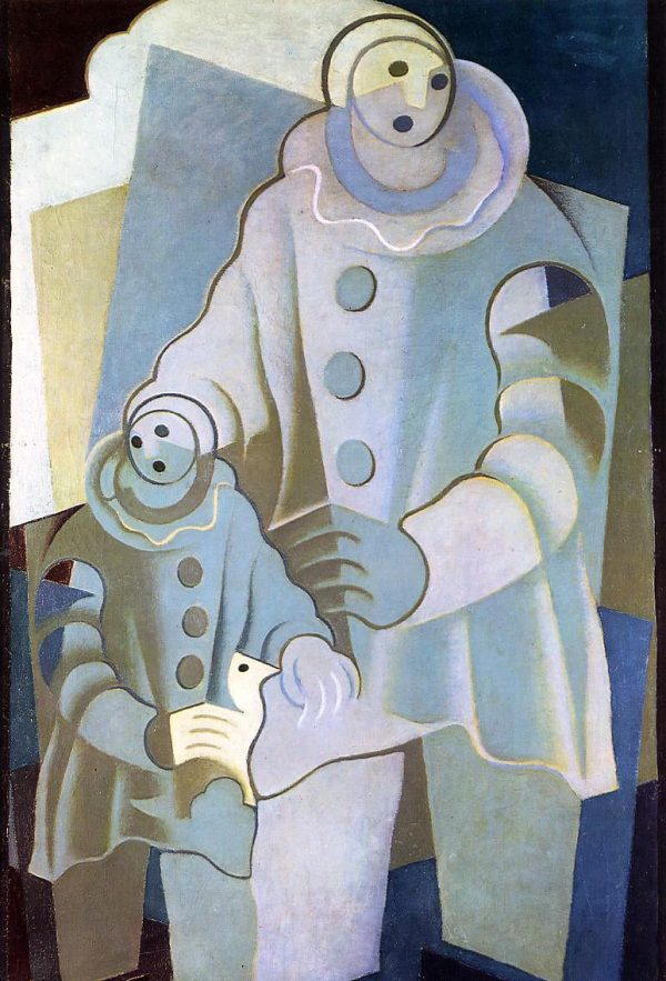 Two Pierrots by Juan Gris - Hand-Painted Oil Painting on Canvas For Discount