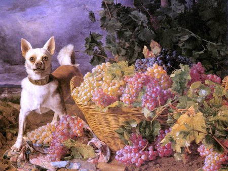 A Dog By A Basket Of Grapes In A Landscape by Ferdinand Georg Waldmuller - Hand-Painted Oil Painting on Canvas Online Hot Sale