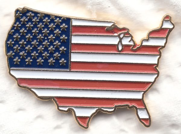 USA Shaped Flag Pin Hot on Sale