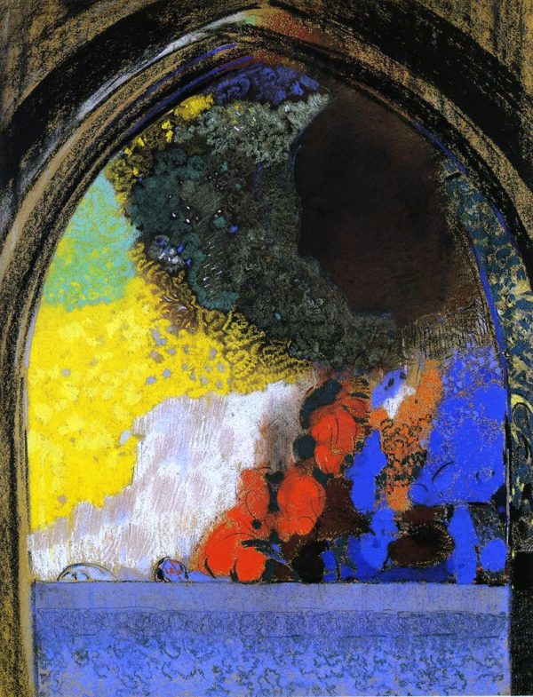 Woman in Profile under a Gothic Arch by Odilon Redon - Hand-Painted Oil Painting on Canvas Hot on Sale