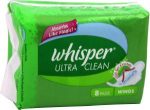 Whisper Sanitary Napkins - Ultra Clean with Wings, 8 nos Pouch , 15 nos Pouch Sale