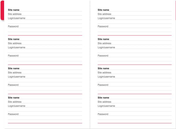 Large-format Internet Address & Password Logbook Supply