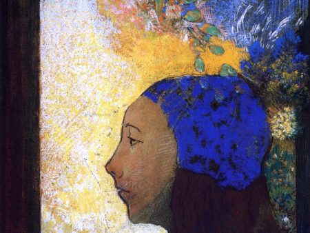 Young Girl in a Blue Bonnet by Odilon Redon - Hand-Painted Oil Painting on Canvas Fashion