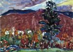 Village Against Purple Mountain by Maurice Prendergast - Hand-Painted Oil Painting on Canvas Online Hot Sale