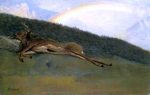 Rainbow over a Fallen Stag by Albert Bierstadt - Hand-Painted Oil Painting on Canvas Online Sale