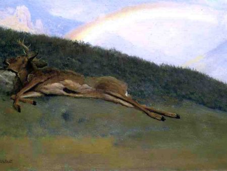 Rainbow over a Fallen Stag by Albert Bierstadt - Hand-Painted Oil Painting on Canvas Online Sale