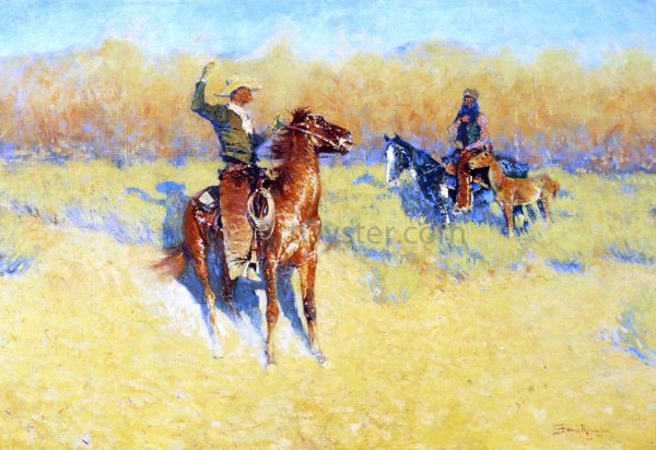 The Long-Horn Cattle Sign by Frederic Remington - Hand-Painted Oil Painting on Canvas Online Sale