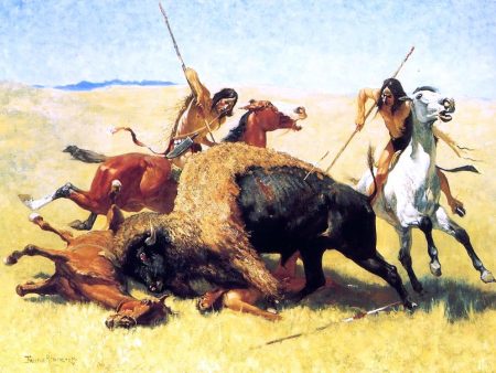 The Buffalo Hunt by Frederic Remington - Hand-Painted Oil Painting on Canvas Hot on Sale