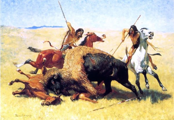 The Buffalo Hunt by Frederic Remington - Hand-Painted Oil Painting on Canvas Hot on Sale