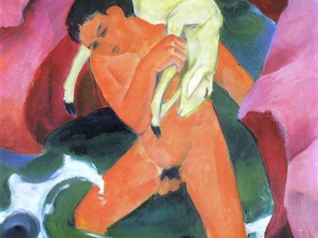 Young Boy with a Lamb by Franz Marc - Hand-Painted Oil Painting on Canvas Online now