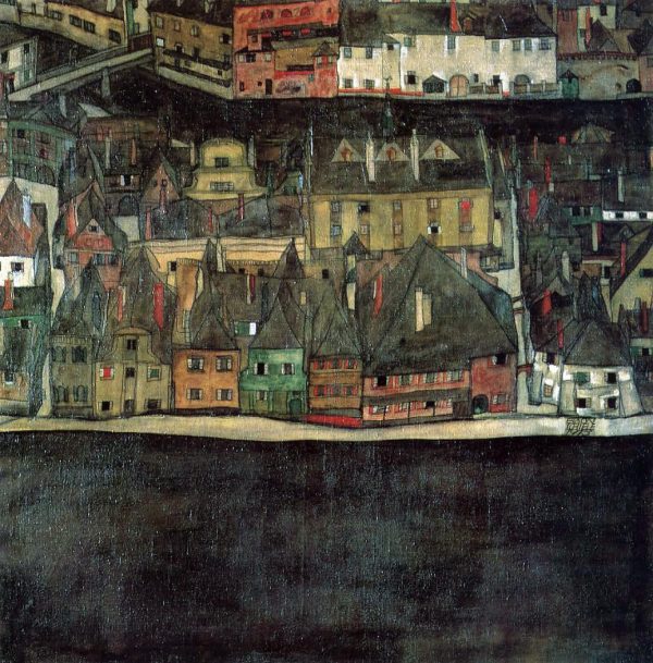 The Small City II by Egon Schiele - Hand-Painted Oil Painting on Canvas Cheap