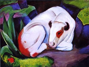 The Steer (also known as The Bull) by Franz Marc - Hand-Painted Oil Painting on Canvas Supply