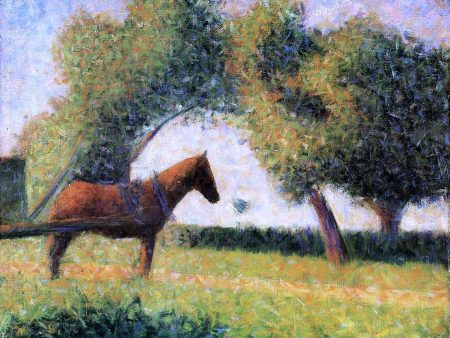 Horse and Cart by Georges Seurat - Hand-Painted Oil Painting on Canvas For Sale