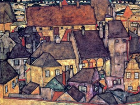 Yellow City by Egon Schiele - Hand-Painted Oil Painting on Canvas Online now