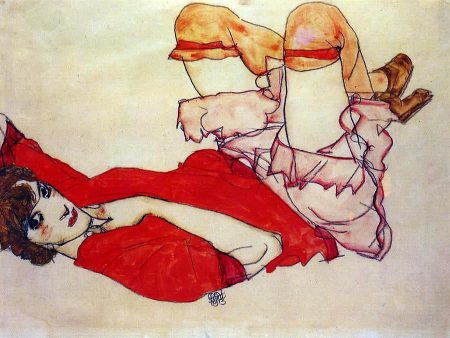 Wally with a Red Blouse by Egon Schiele - Hand-Painted Oil Painting on Canvas For Cheap