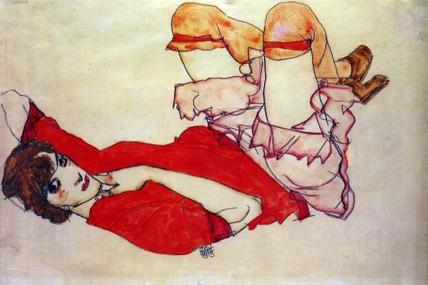 Wally with a Red Blouse by Egon Schiele - Hand-Painted Oil Painting on Canvas For Cheap