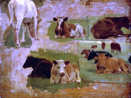 Study of Cattle by Eugene-Louis Boudin - Hand-Painted Oil Painting on Canvas Sale