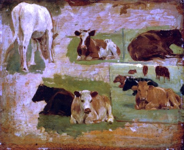 Study of Cattle by Eugene-Louis Boudin - Hand-Painted Oil Painting on Canvas Sale