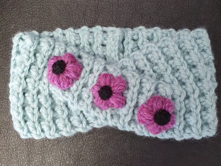 Headband - Turquoise with purple daisies Online Sale