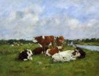 A Pasturage on the Banks of the Touques by Eugene-Louis Boudin - Hand-Painted Oil Painting on Canvas Discount