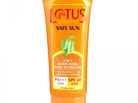 Lotus Herbals Safe Sun - Matte Look Daily Sunblock (SPF 40), 100 gm Tube Supply