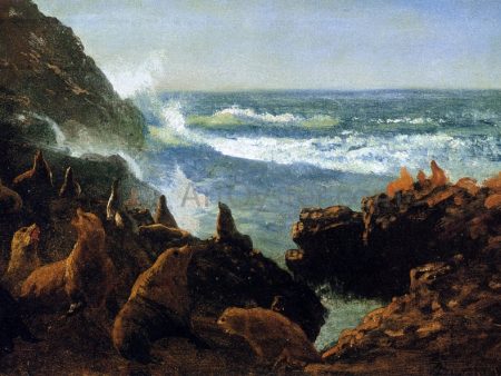 Sea Lions, Farallon Islands by Albert Bierstadt - Hand-Painted Oil Painting on Canvas Fashion