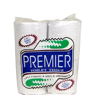 Premier Toilet Tissue Roll, 330 nos Pouch ( Pack of 4 ) Supply