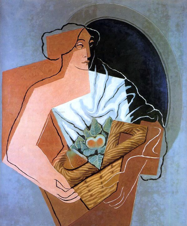 Woman With Basket by Juan Gris - Hand-Painted Oil Painting on Canvas Cheap