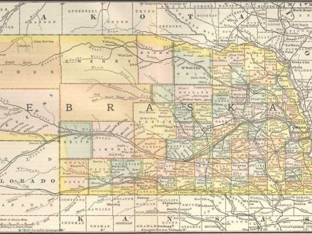 1884 Map of Nebraska Sale