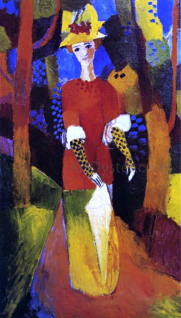 Woman in Park by August Macke - Hand-Painted Oil Painting on Canvas Online