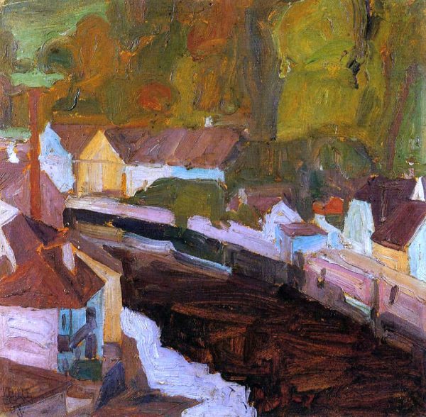 Village by the River II by Egon Schiele - Hand-Painted Oil Painting on Canvas Supply