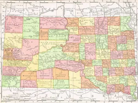 1909 Map of South Dakota Supply