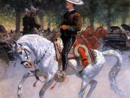 A Dandy on the Paseo de la Reforma, Mexico City by Frederic Remington - Hand-Painted Oil Painting on Canvas Hot on Sale