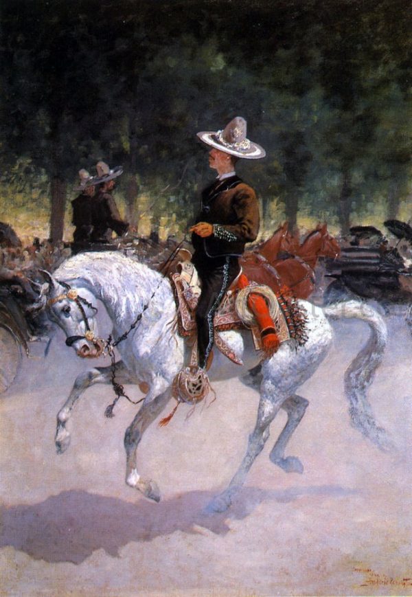 A Dandy on the Paseo de la Reforma, Mexico City by Frederic Remington - Hand-Painted Oil Painting on Canvas Hot on Sale