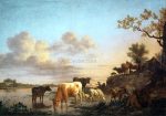 Animals by the River by Adriaen Van de Velde - Hand-Painted Oil Painting on Canvas on Sale