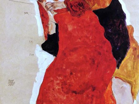 Two Girls by Egon Schiele - Hand-Painted Oil Painting on Canvas For Cheap