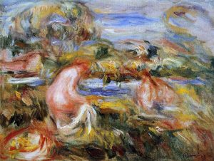 Two Bathers in a Landscape by Pierre Auguste Renoir - Hand-Painted Oil Painting on Canvas Online Hot Sale