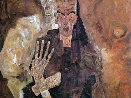 The Self-Seers II (also known as Death and Man) by Egon Schiele - Hand-Painted Oil Painting on Canvas For Sale