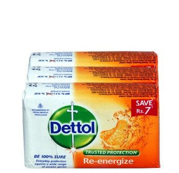 Dettol Bathing Soap - Re-Energize, Original,SkinCare,Cool, 125 gm Carton ( pack of 3 ) Online Sale