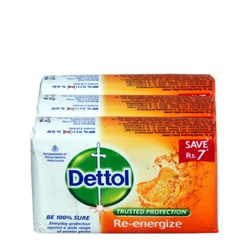 Dettol Bathing Soap - Re-Energize, Original,SkinCare,Cool, 125 gm Carton ( pack of 3 ) Online Sale