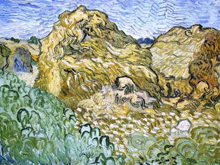 Field with Stacks of Wheat by Vincent Van Gogh - Hand-Painted Oil Painting on Canvas For Sale