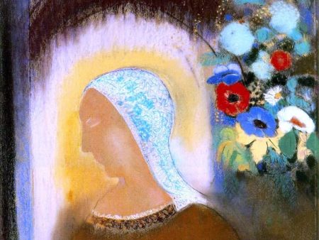 Profile and Flowers by Odilon Redon - Hand-Painted Oil Painting on Canvas Fashion