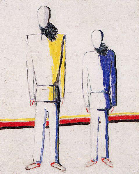 Two Peasants by Kazimir Malevich - Hand-Painted Oil Painting on Canvas For Discount