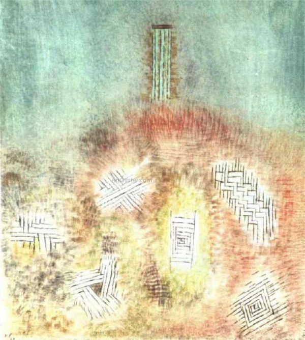 The Column by Paul Klee - Hand-Painted Oil Painting on Canvas Hot on Sale