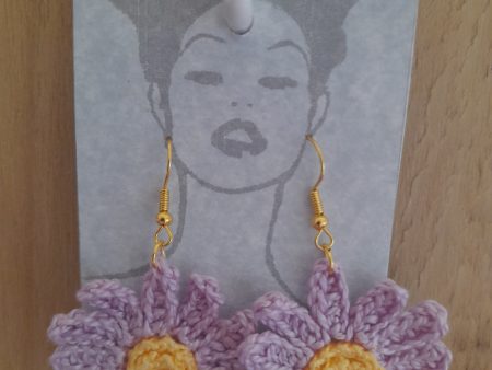 Lilac Cosmos Crochet Earrings Online now