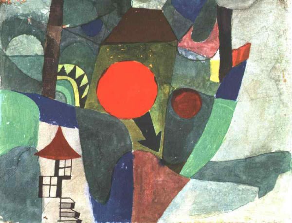 With the Setting Sun by Paul Klee - Hand-Painted Oil Painting on Canvas Cheap