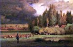 Shepherd in a Landscape by George Inness - Hand-Painted Oil Painting on Canvas Online now