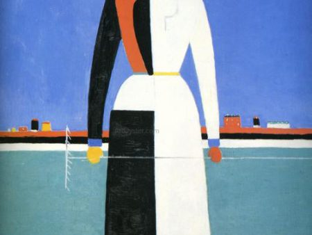 Woman with Rake by Kazimir Malevich - Hand-Painted Oil Painting on Canvas For Sale