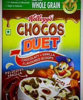 Kelloggs Chocos - Duet Chocolaty (Vanilla Flavoured Scoops),375 gm Carton Sale